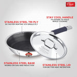 Hexa Comb Triply Frypan with Steel Lid