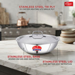 Hexa Comb Triply Stainless Steel Tasla with Steel Lid