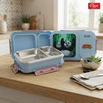 Bento Duo Lunch Box for Kids 2 Compartments Stainless Steel Insulated Tiffin Box with Spoon