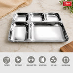 Stainless Steel 5-in-1 Rectangular Bhojan Thali