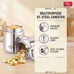 Stainless Steel Canister  Elegant Circular Design for Tea, Coffee, and Spices