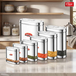 Oval Stainless Steel Kitchen Storage Canisters with Transparent Window