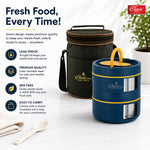Sattvic Insulated Stainless Steel Lunch Box 2 Containers Each & 1 Container 1 Spoon Microwave Safe  Leak Proof Hot Lunch Box