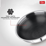 Hexa Comb Triply Stainless Steel Tasla with Glass Lid
