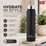 Single Wall Stainless Steel Jointless Bottle - Premium Leak Proof Water Bottle Dual Tone Black Color Pack of (1
