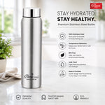 1 LTR Single Wall Stainless Steel Jointless Bottle - Premium Leak Proof Water Bottle Glossy Silver Color Pack of (1)