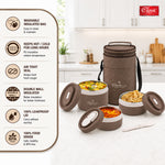 Sattvic Insulated Stainless Steel Lunch Box 3 Containers  Each & 1 Spoon Microwave Safe Leak Proof Air Tight Hot Lunch Box