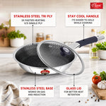 Hexa Comb Triply Frypan with Glass Lid