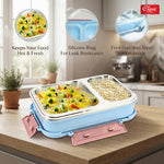 Bento Duo Lunch Box for Kids 2 Compartments Stainless Steel Insulated Tiffin Box with Spoon