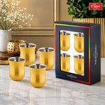 Delight Gold PVD Double Wall Stainless Steel Mug (Set of 4) Tea & Coffee Cups Insulated Premium Gift Set for Home Office Wedding & Corporate Gifting