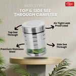 Utility Canister Set of  Airtight Stainless Steel Kitchen Storage Containers with See-Through Window & Top View Lid
