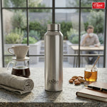 Daily Water Bottle Silver, Single Walled, Leak Proof Lid, Rust Proof, Multipurpose