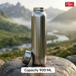 1 LTR Single Wall Stainless Steel Jointless Bottle - Premium Leak Proof Water Bottle Glossy Silver Color Pack of (1)