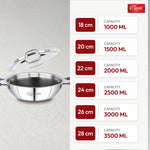 Hexa Comb Triply Kadai with Steel Lid