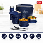 Urban Premium Steel Lunch Box Set of 7 with Insulated Carry Bag Includes 4 Microwave Safe Leak-Proof Containers 1100 ml & 500ml Steel Bottle BPA Free, Food Grade with Heavy Cutlery