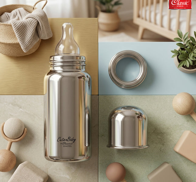 Premium 304 Stainless Steel Baby Feeding Bottle