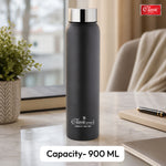 Single Wall Stainless Steel Jointless Bottle - Premium Leak Proof Water Bottle Dual Tone Black Color Pack of (1