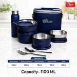Urban Premium Steel Lunch Box Set of 7 with Insulated Carry Bag Includes 4 Microwave Safe Leak-Proof Containers 1100 ml & 500ml Steel Bottle BPA Free, Food Grade with Heavy Cutlery
