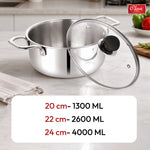 Triply Stainless Steel Saucepot with Glass Lid