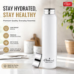 Single Wall Stainless Steel JointLess Bottle - Premium Leak Proof Water Bottle White Color Pack of (2)