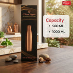 Pure Copper Bottle One Piece Jointless - Made With Pure Copper Durable, Leak-Free, Heavy Weight, Lequer Coating