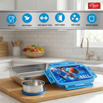 3D Effect Stainless Steel Lunch Box for Kids Leak-Proof, BPA-Free, Food Grade School Tiffin with Inner Veg Box