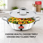 Triply Stainless Steel Kadai with Lid (30cm, 4.5L) 2.5 mm Thick