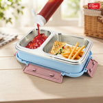 Bento Duo Lunch Box for Kids 2 Compartments Stainless Steel Insulated Tiffin Box with Spoon