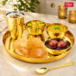Buffet Gold Hammered Stainless Steel Dinner Set