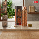 Ethnic Green Printed Pure Copper Water Bottle 1 Litre  Lightweight, Leak-Proof