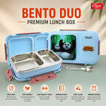 Bento Duo Lunch Box for Kids 2 Compartments Stainless Steel Insulated Tiffin Box with Spoon