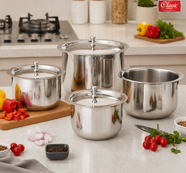 Stainless Steel Handi Set (4 Pcs)