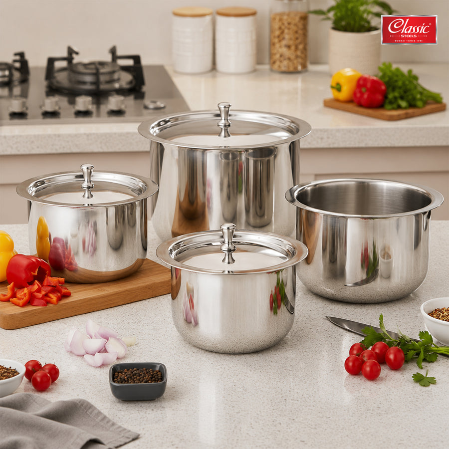 Stainless Steel Handi Set (4 Pcs)