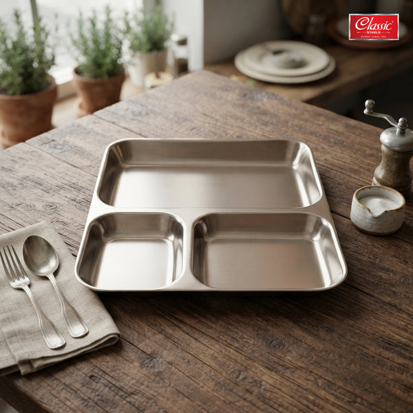 3-in-1 Square Pav Bhaji Plate