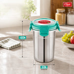 Stainless Steel Air Tight, 100% Leak Proof, BPA Free, Rust Proof Tumbler with Steel Lid | Glass with Lid 4 Side Clip Lock and Extra Lock It Clip Inside