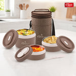 Sattvic Insulated Stainless Steel Lunch Box 3 Containers  Each & 1 Spoon Microwave Safe Leak Proof Air Tight Hot Lunch Box