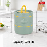 Sattvic Insulated Stainless Steel Lunch Box 2 Containers Each & 1 Container 1 Spoon Microwave Safe  Leak Proof Hot Lunch Box