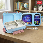 Bento Duo Lunch Box for Kids 2 Compartments Stainless Steel Insulated Tiffin Box with Spoon