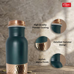 950 Copper Water Bottle,Water Bottles, Leak-Proof, Rust-Free Steel Bottle, Easy Grip, Easy to Carry, Travel Bottle, Green