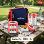 Stainless-Steel Lunch Box Set 4 with Bag Stainless-Steel Leak-Proof Containers  Full Meal Boxes