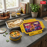 3D Effect Stainless Steel Lunch Box for Kids Leak-Proof, BPA-Free, Food Grade School Tiffin with Inner Veg Box