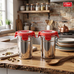 Stainless Steel Air Tight, 100% Leak Proof, BPA Free, Rust Proof Tumbler with Steel Lid | Glass with Lid 4 Side Clip Lock and Extra Lock It Clip Inside