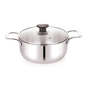 Classic Steels Triply Stainless Steel Saucepot Casserole with Glass Lid with Handles - Silver (Induction and Gas Stove Friendly)