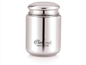 Classic Steels Stainless Steel Taj Canister - Elegant Circular Design for Tea, Coffee, and Spices | Leak Proof | Airtight Kitchen Storage Container