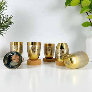 Classic Steels Stainless Steel Gold Laser Lotus Glass Set of 6 for Water, Milk, Lassi & Juice | International Standard Food Grade PVD Gold Coating | 300 ML Each | 1 Year Guarantee