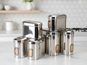 Classic Steels Oval Stainless Steel Kitchen Storage Canisters with Transparent Window | Airtight Food Containers for Pantry Organization | Mirror Finish, Rust-Proof, Dishwasher Safe