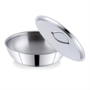 Classic Steels Triply Stainless Steel Tasla with Steel Lid | Induction & Gas Compatible | Durable, Rust-Free | Healthy Oil-Free Cooking | | 2.5mm Thickness