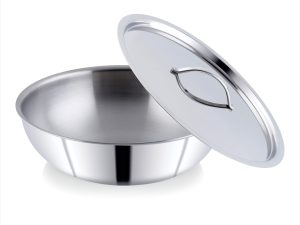 Classic Steels Triply Stainless Steel Tasla with Steel Lid | Induction & Gas Compatible | Durable, Rust-Free | Healthy Oil-Free Cooking | 2.5mm Thickness