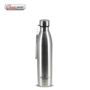 Classic Steels Smiley 1000ml Stainless Steel Water Bottle, 1000 ml Water Bottles, Single Walled, Leak-Proof, Rust-Free Steel Bottle, Easy Grip, Easy to Carry, Travel Bottle, Silver