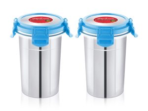 Classic Steels Stainless Steel Air Tight, 100% Leak Proof, BPA Free, Rust Proof Tumbler with Steel Lid | Glass with Lid 4 Side Clip Lock and Extra Lock It Clip Inside (400ml, Pack of 2)